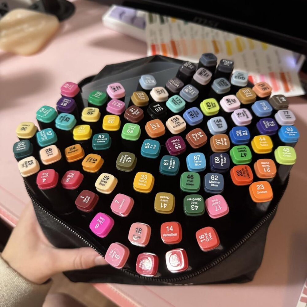 80-Color Dual Tip Alcohol Markers • Permanent Art Marker Set
